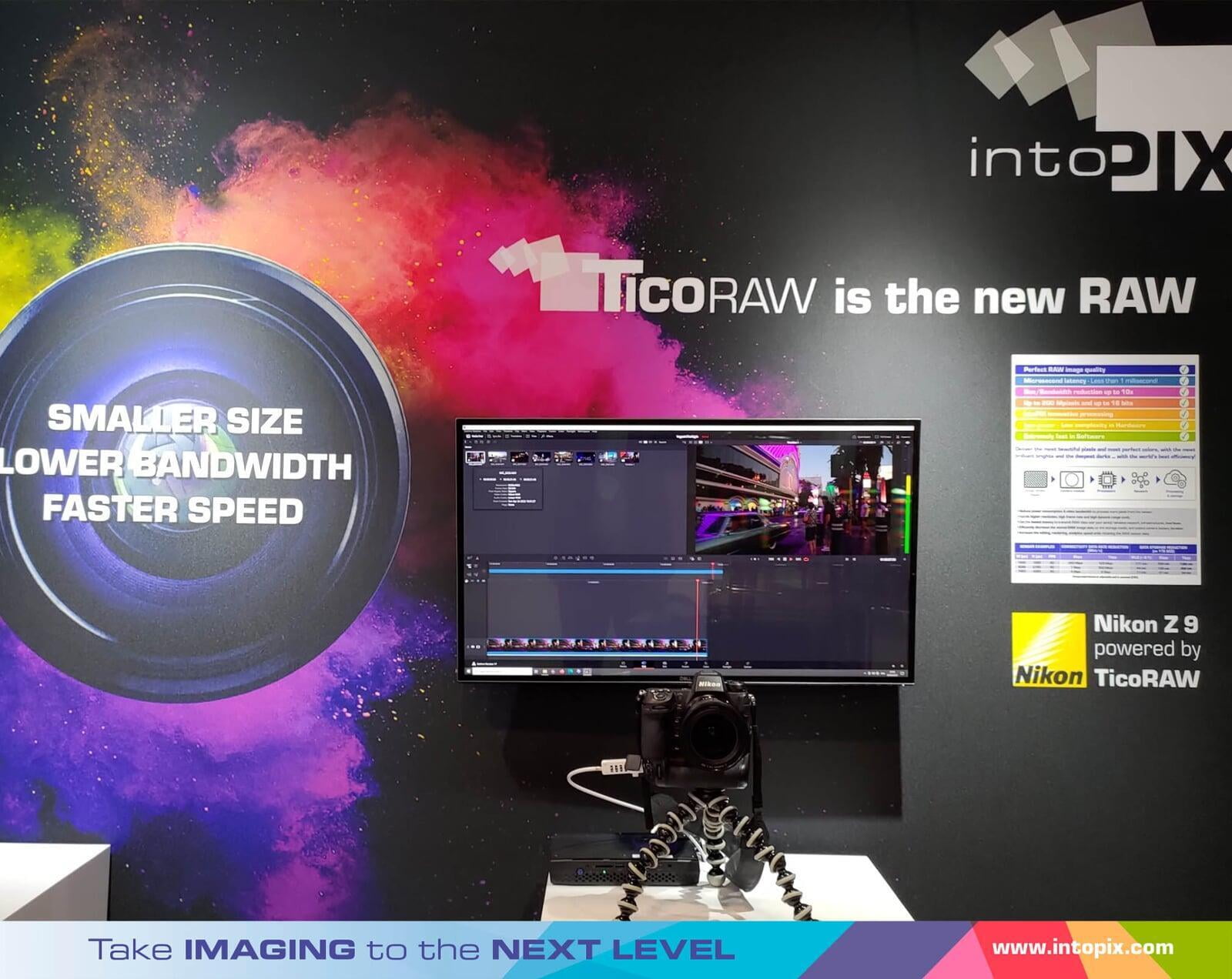 NAB 22: IntoPIX Shows TicoRAW Enabling 8Kp60 capture on the Nikon Z9 and TicoXS enabling 8K AV-over-IP under 1 Gbp/s